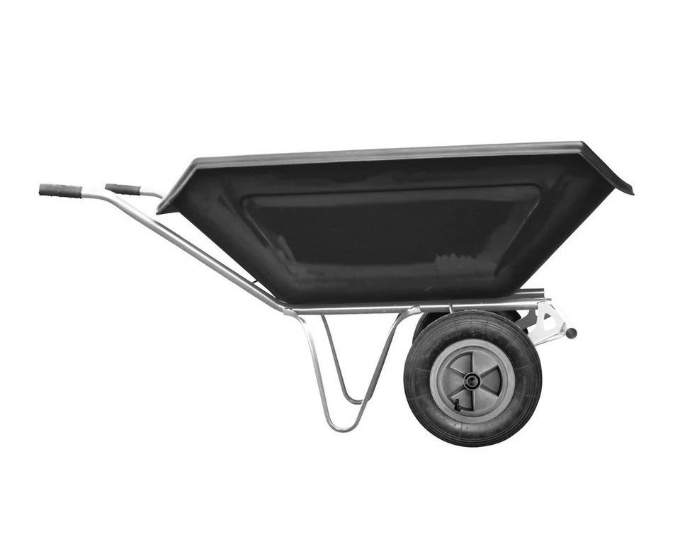 ONDIS24 Schubkarre 2 Räder 250 Liter Kunststoffwanne Metallachse Schwarz