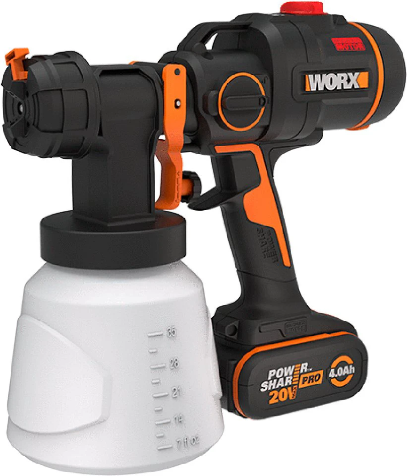 Worx Farbsprühgerät WX020 NITRO 3 Sprühform 4 Düsengrößen Akku Schnellladegerät