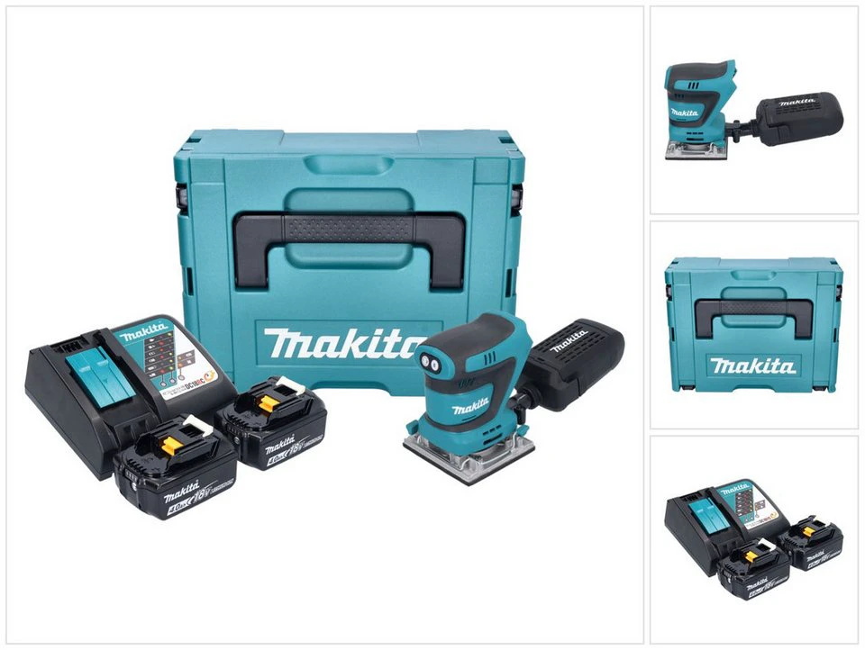 Makita Akku-Schwingschleifer DBO 484 RMJ 18 V 112 x 102 mm 2x Akku 4 Ah Lader