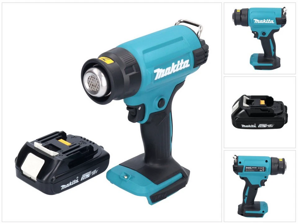 Makita DHG 180 Akku-Heißluftgebläse 18 V 550 °C mit 1x Akku 2,0 Ah ohne Ladegerät