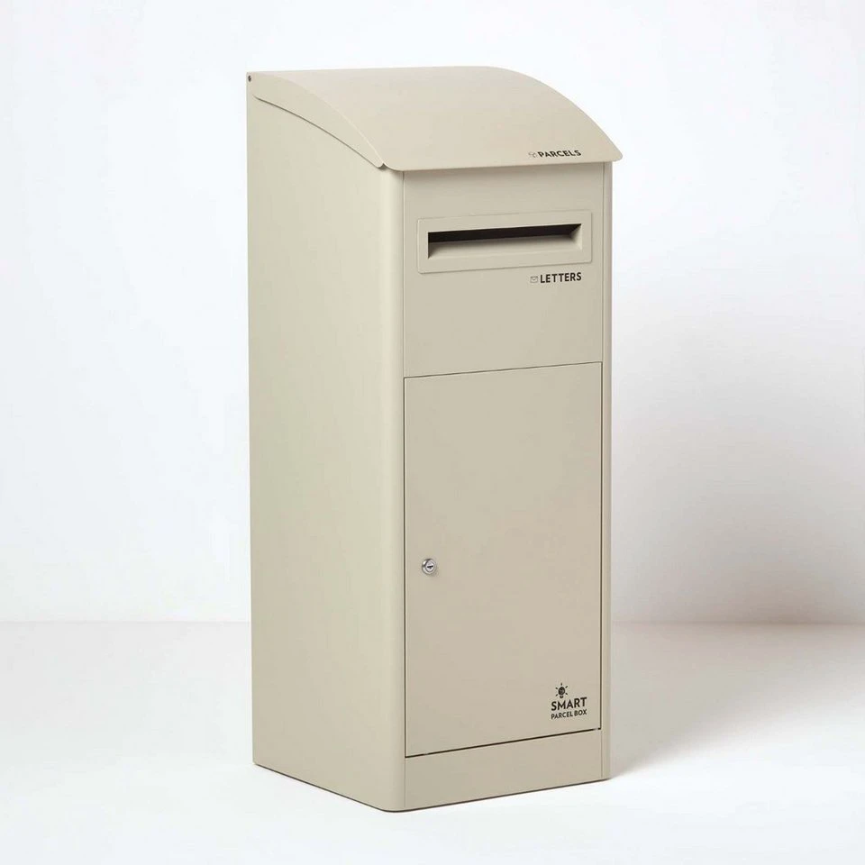 Smart Parcel Box Paketbriefkasten extra groß Schrägdach Entnahme vorne creme