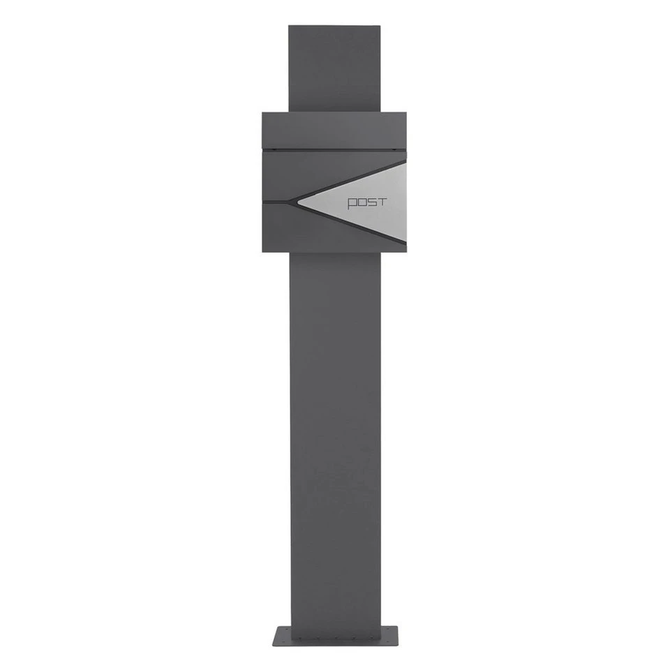 ML-DESIGN Standbriefkasten mit Zeitungsfach und Standfuß Anthrazit 170 cm