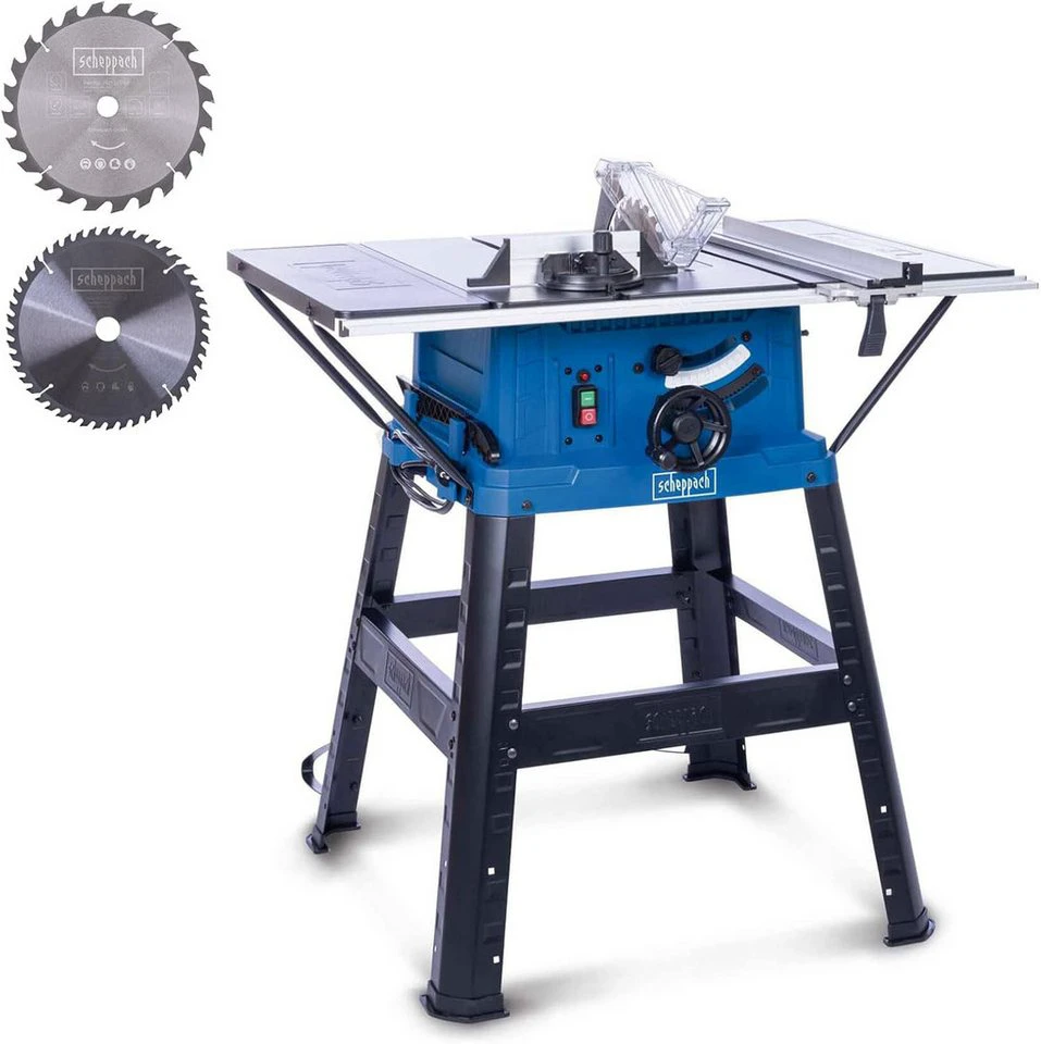 Scheppach Tischkreissäge HS254 SE 2000W 2 Hartmetall-Sägeblätter Ø 254 mm Laser-Schnittführung