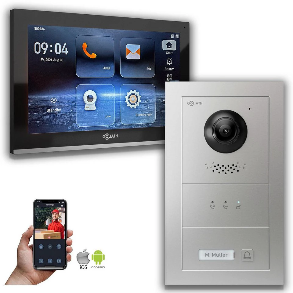 Goliath GL-IPH100 IP-Video-Türsprechanlage 10 Zoll Silber mit Kamera