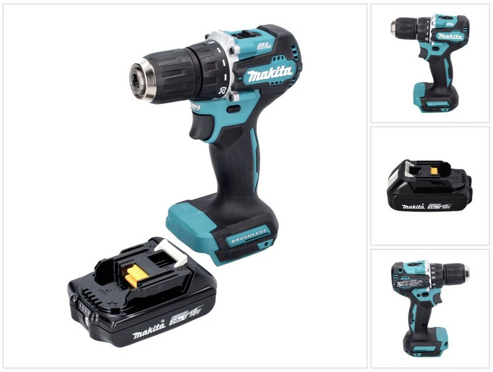 Makita Akku Bohrschrauber DDF 487 18 V 40 Nm Brushless mit 1x Akku 2,0 Ah