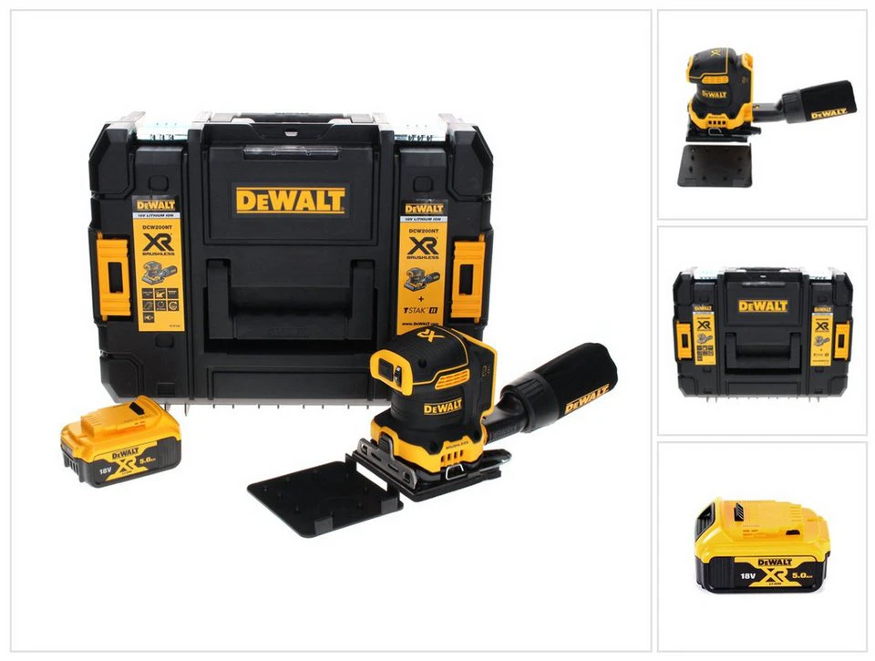 DeWalt Akku-Vibrationsschleifer DCW200NT 18 V 108 x 115 mm 5,0 Ah TSTAK