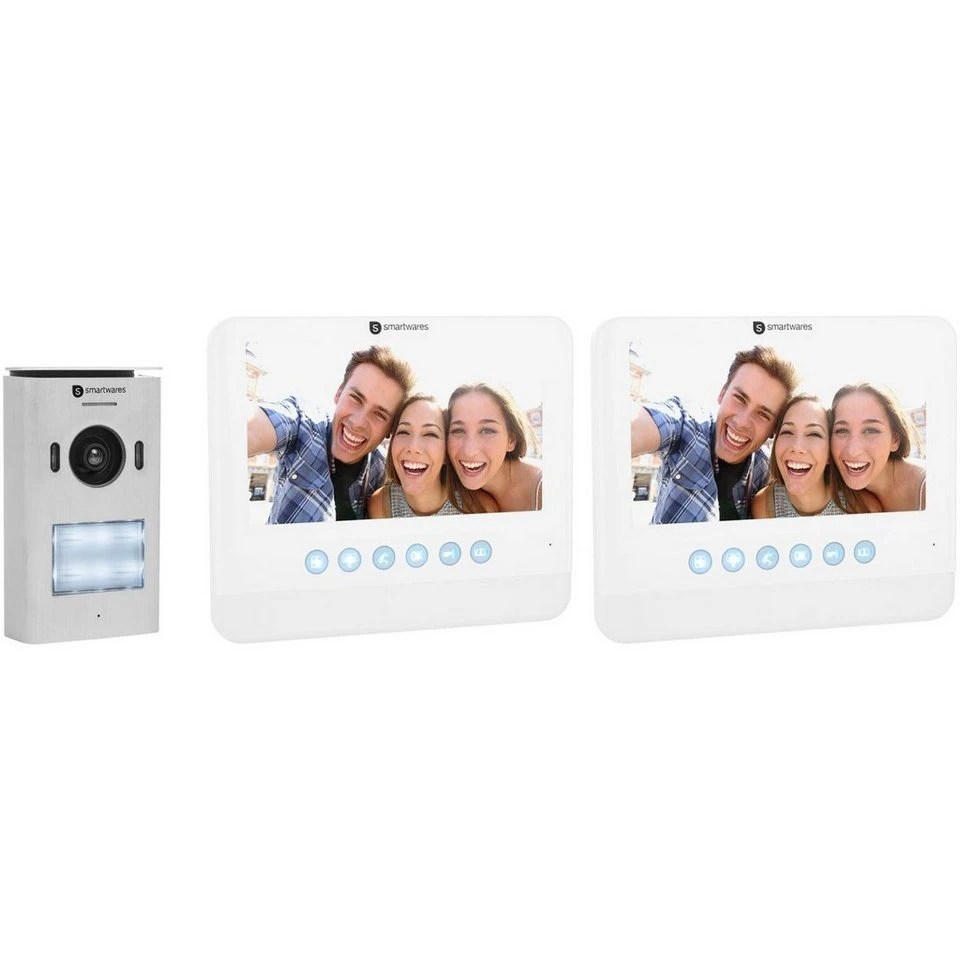 smartwares Video-Türsprechanlage DIC-22222 für 2 Wohnungen 7 Zoll LCD-Monitor