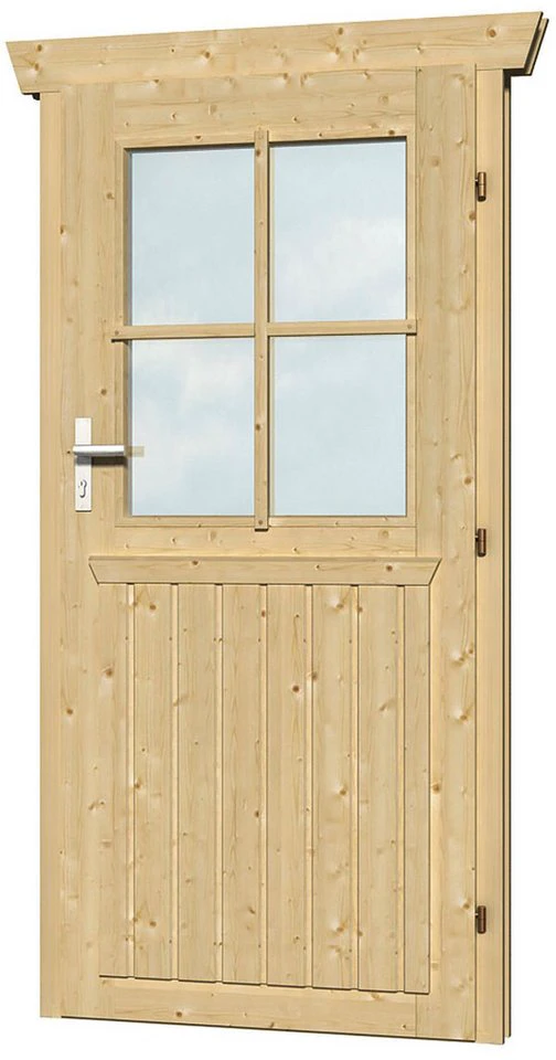 SKAN HOLZ Gartenhaustür Einzeltür 78,5 x 186,5 cm Anschlag rechts Echtglas