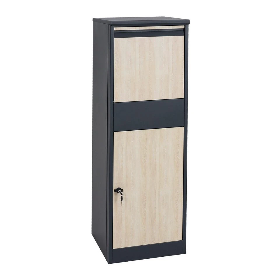 PROREGAL® Paketbriefkasten Paketkasten 140x46x45 cm anthrazit Holzoptik hell
