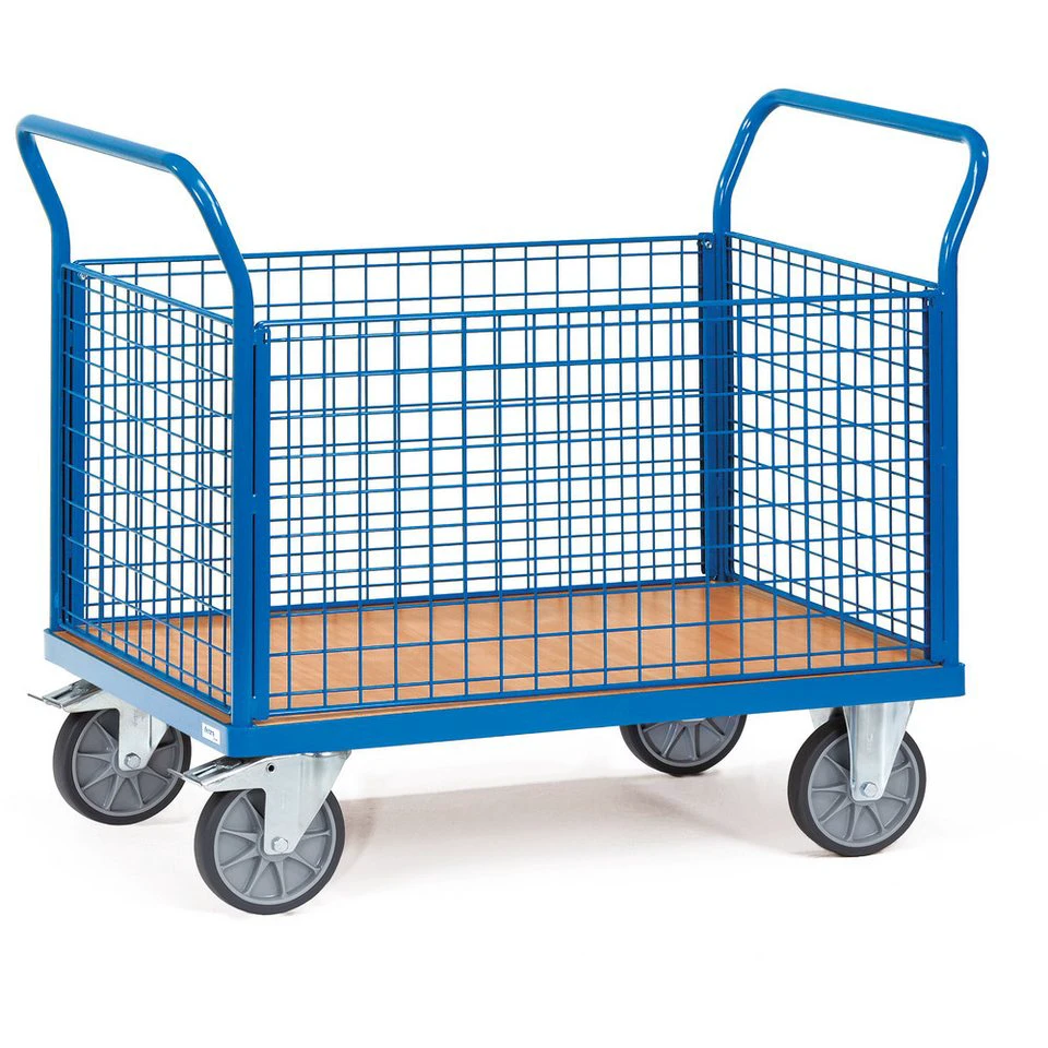 FETRA Vierwandwagen 1551 Transportwagen Stahlrohr blau RAL 5007