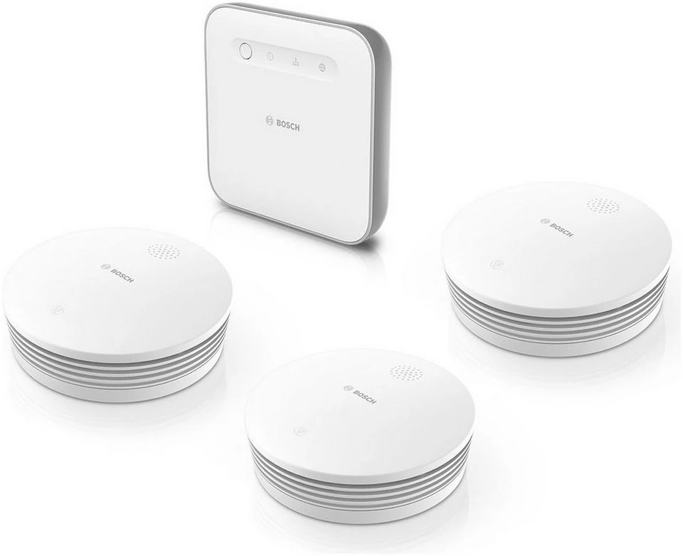 BOSCH Smart Home Starterset 1 Controller II 3 Rauchwarnmelder Gefahrenmeldeanlage