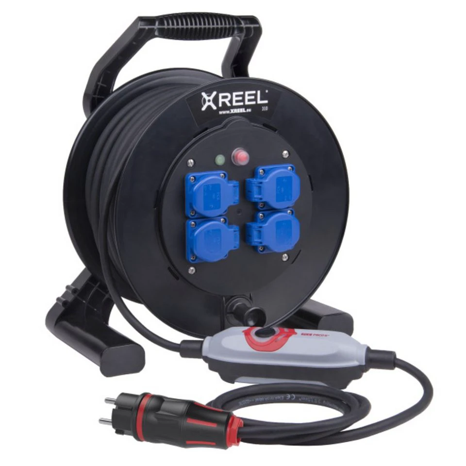 PCE Personenschutzstecker 9350001 PRCD-S+ Kabeltrommel Kunststoff Schwarz IP54