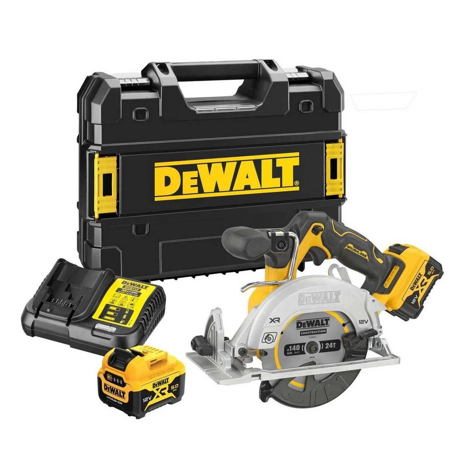 DeWalt Akku-Handkreissäge DCS512P2-QW 12V 2x 5 Ah Sägeblatt 140 mm