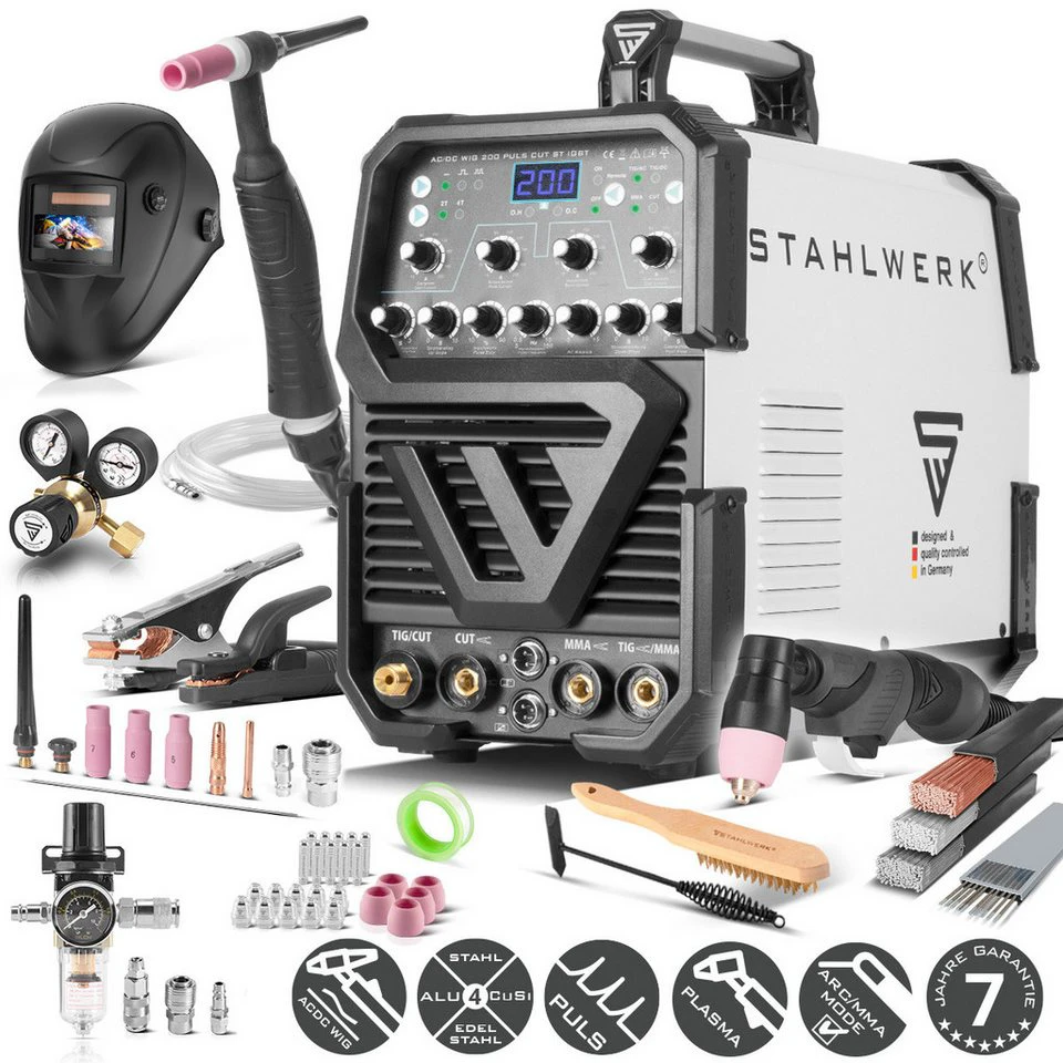 STAHLWERK AC/DC WIG 200 Puls mit Plasma Schweißgerät 10-200 A CUT 20-50 A