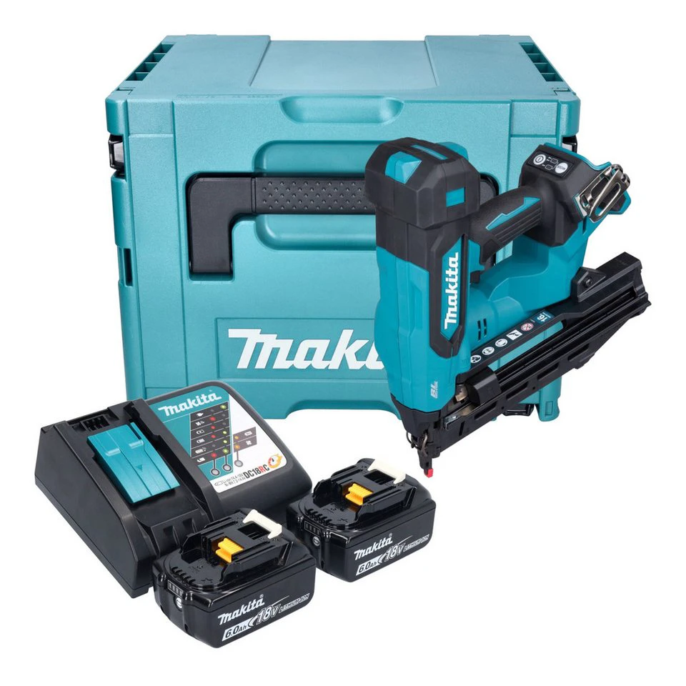 Makita Akku Stauchkopfnagler DBN 610 18 V 32 - 64 mm 2x 6,0 Ah Akku Ladegerät Makpac