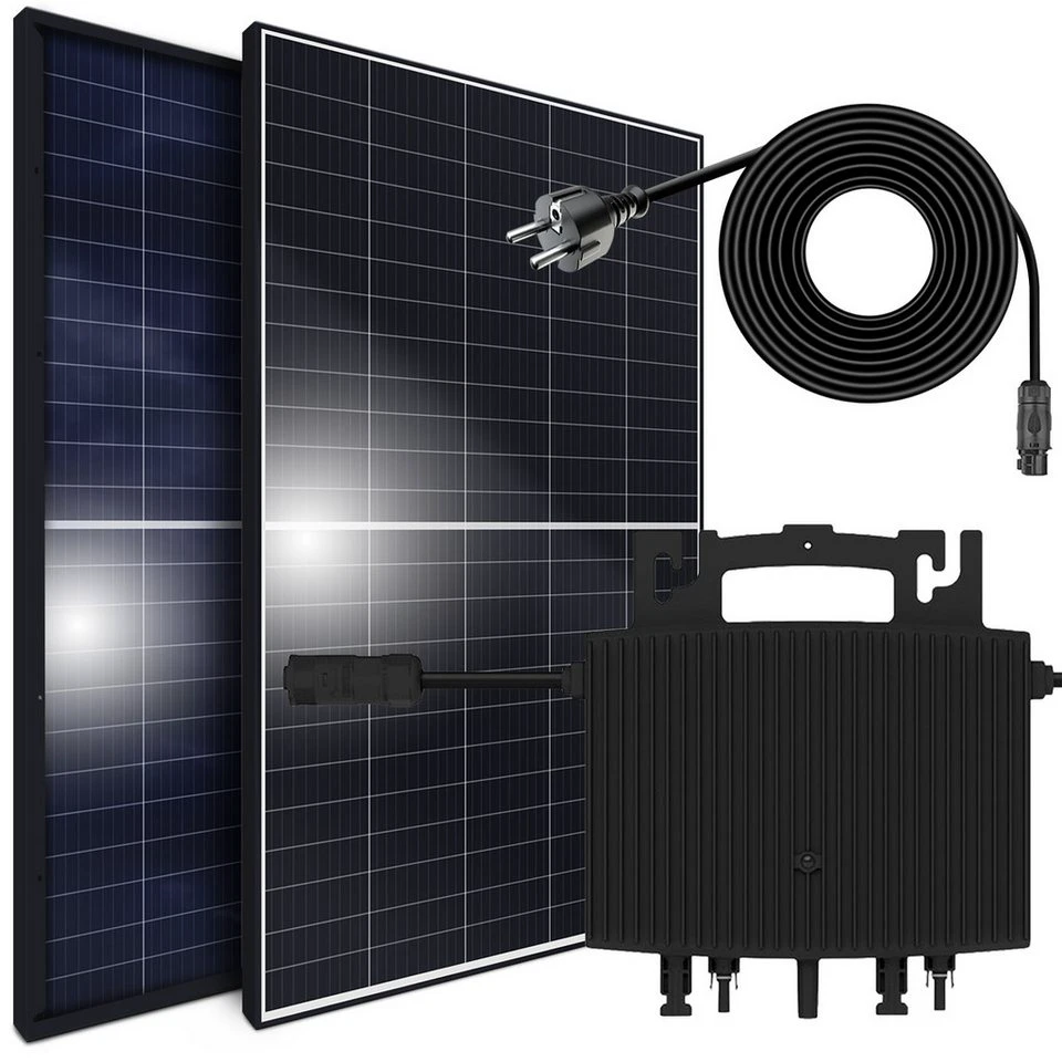 SUNNIVA Balkonkraftwerk 860W bifazial mit E-Star HERF 800W Wechselrichter und 2x 430W Solarmodulen
