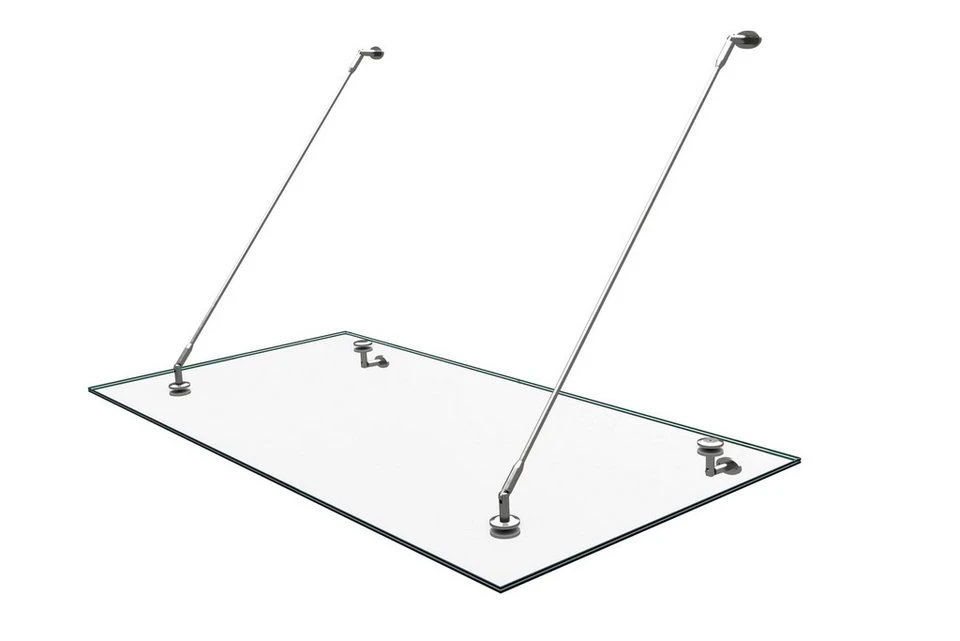 doporro Glasvordach VDG02K Klarglas VSG Sicherheitsglas Edelstahl Wandhalterung
