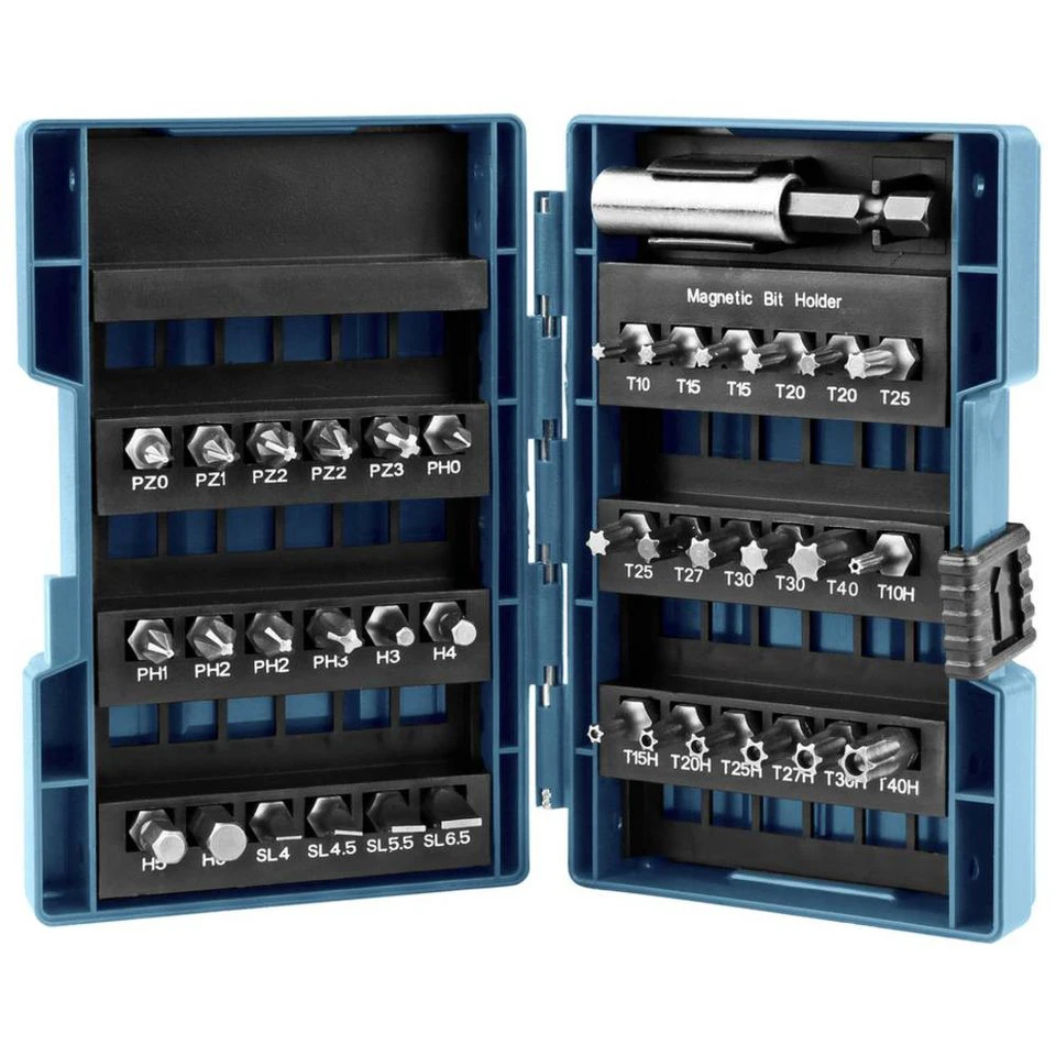 Makita Bit-Set B-28606 37-teilig in Aufbewahrungsbox mit magnetischem Bithalter 25 mm