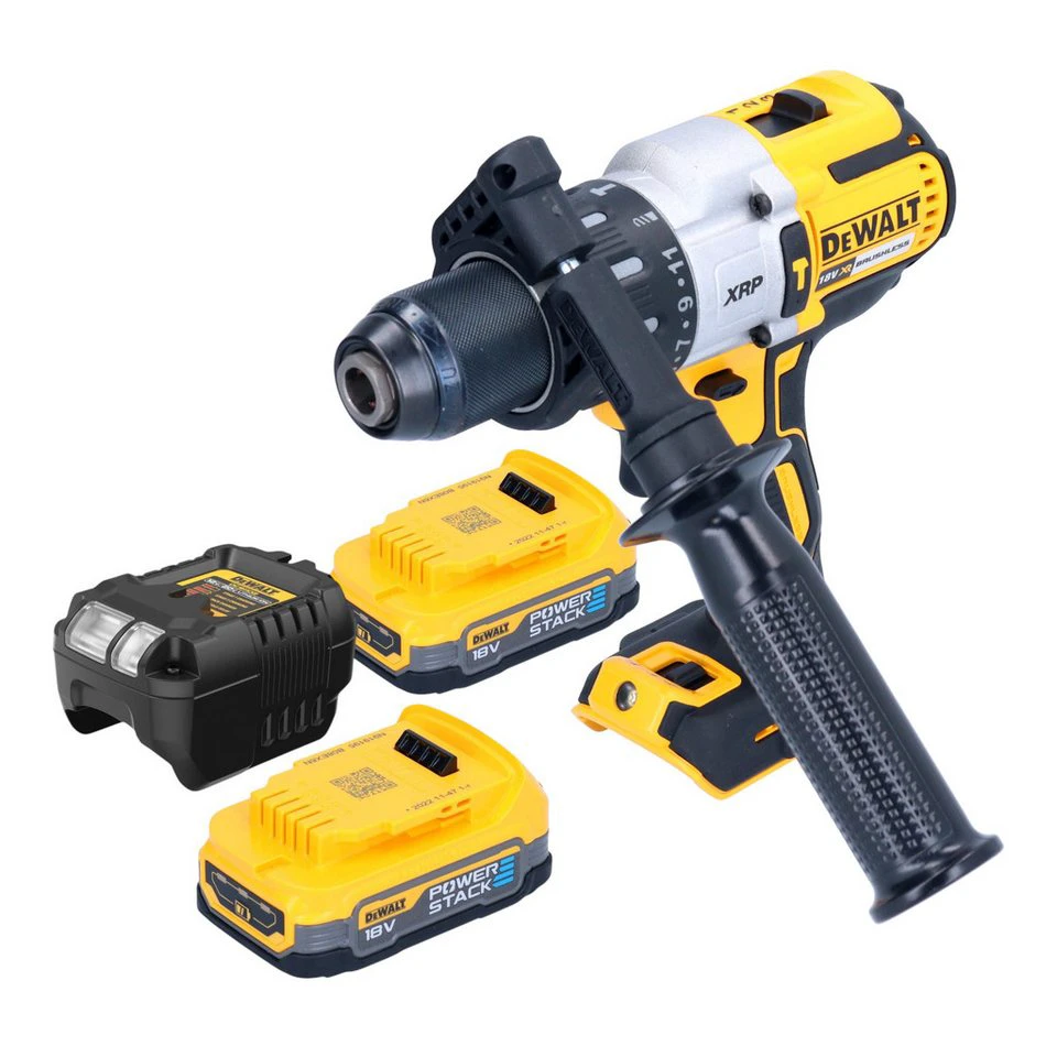 DeWalt Akku-Schlagbohrschrauber DCD 996 18 V 95 Nm Brushless 2x Powerstack Akku 1,7 Ah Ladegerät