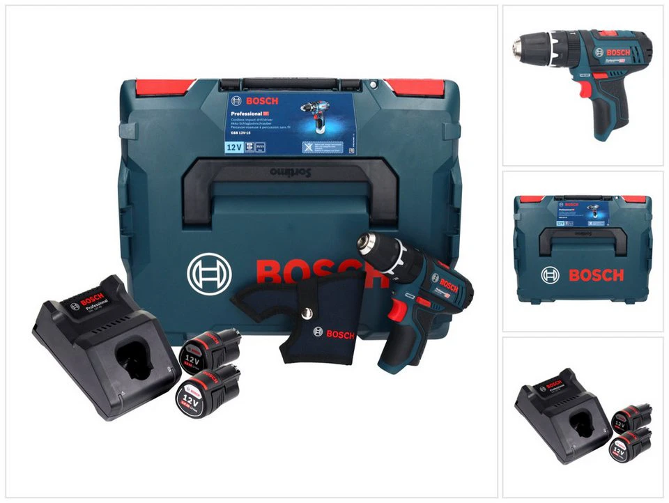 Bosch Professional GSB 12V-15 Akku-Schlagbohrschrauber 12 V 30 Nm 2x Akku