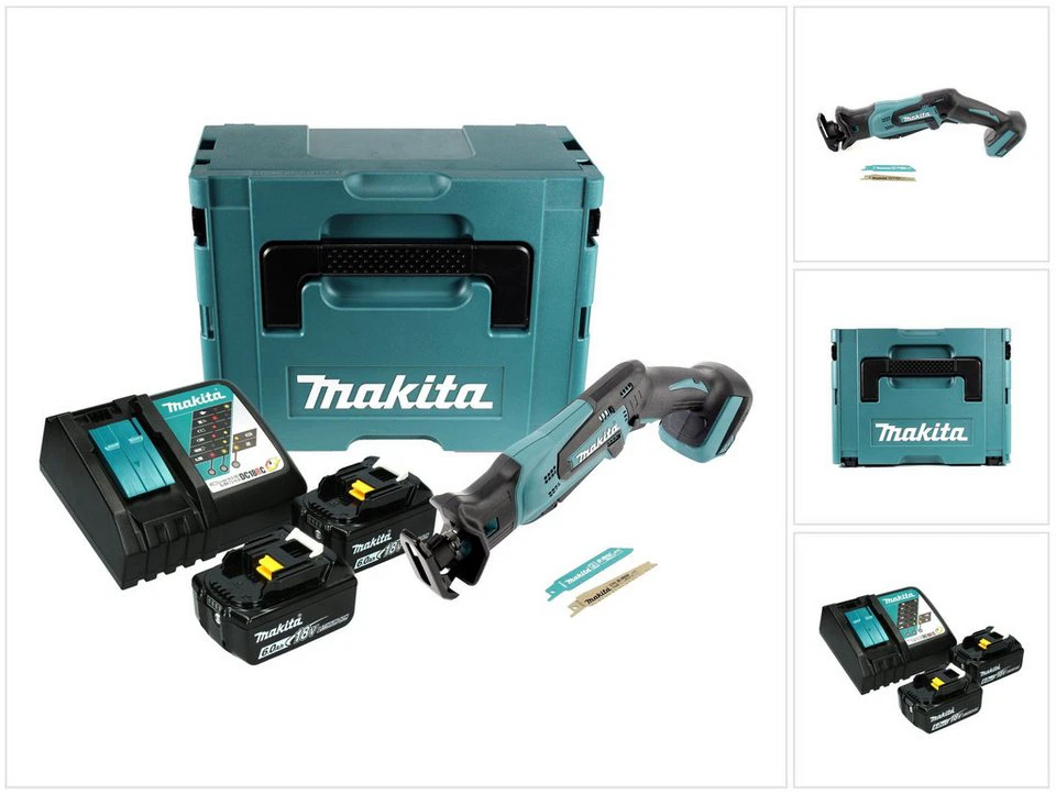 Makita Reciprosäge DJR 183 RGJ 18 V 2x Akku 6,0 Ah Ladegerät Makpac