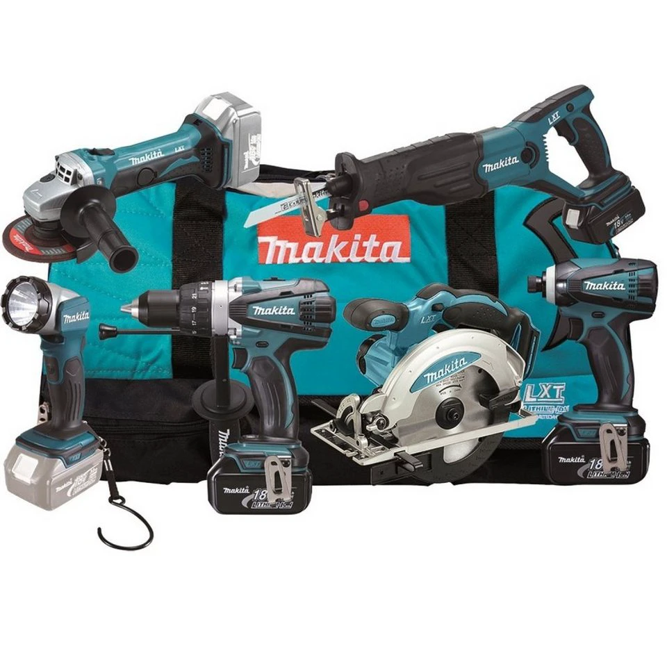 Makita DLX6011 Akku-Maschinenset 18 V Li-Ion 3 x 3 Ah mit Ladegerät Akku-Lampe und Tasche