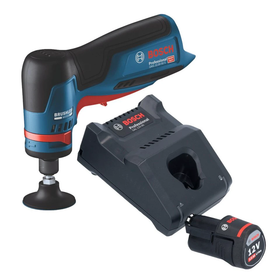Bosch Professional GWG 12V-50 S Professional Geradschleifer 12 V 6 mm Brushless Akku 3,0 Ah Lader