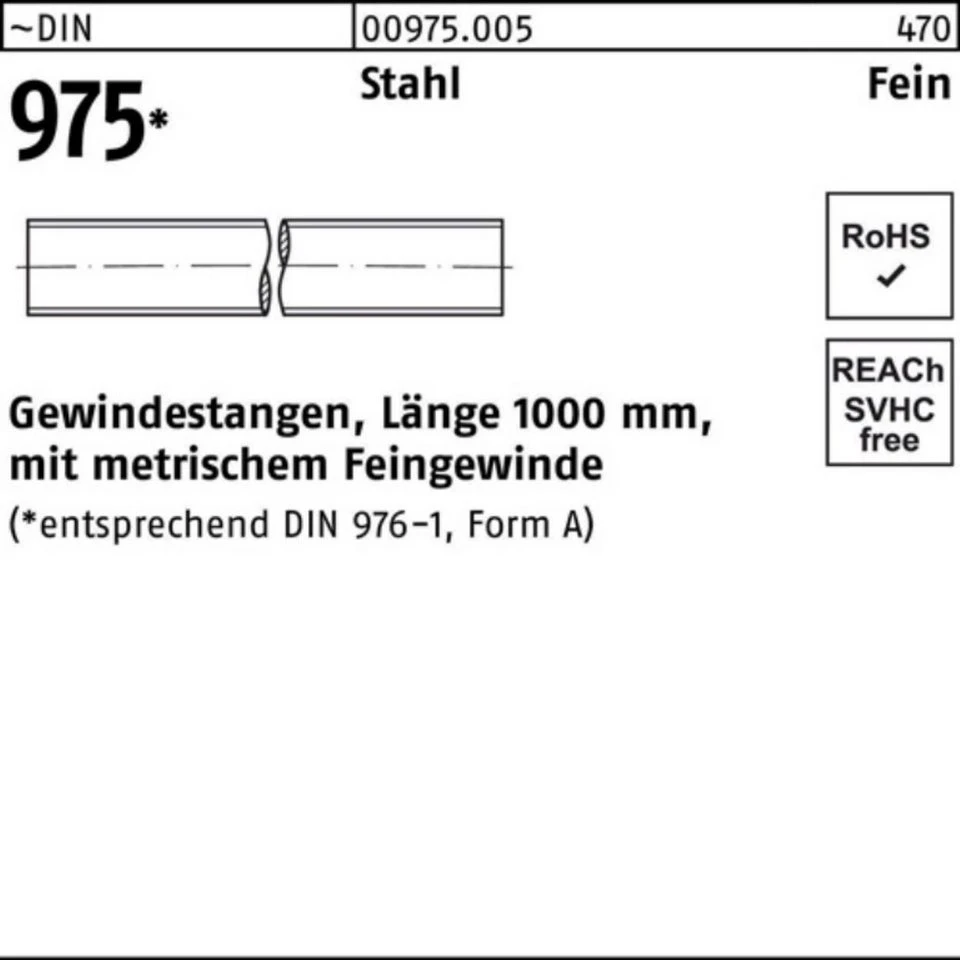 Reyher Gewindestange DIN 975 M 12 x 1,5 x 1000 mm Stahl Fein 1 Stück