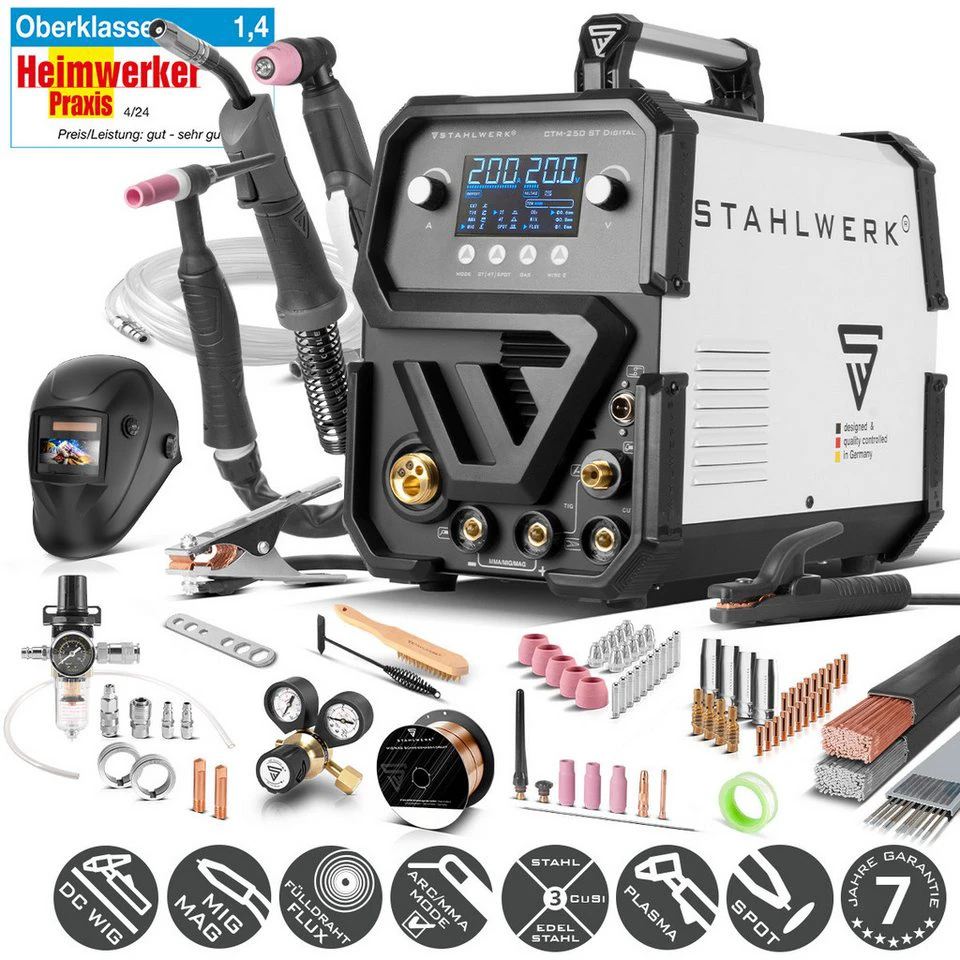 STAHLWERK Kombi-Schweißgerät CTM-250 ST Digital 5-in-1 10 - 200 A Inverter
