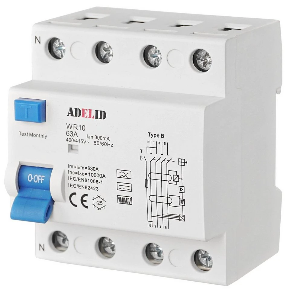 ADELID Fehlerstromschutzschalter WR10 Typ B 63A 300mA 10kA 4-polig
