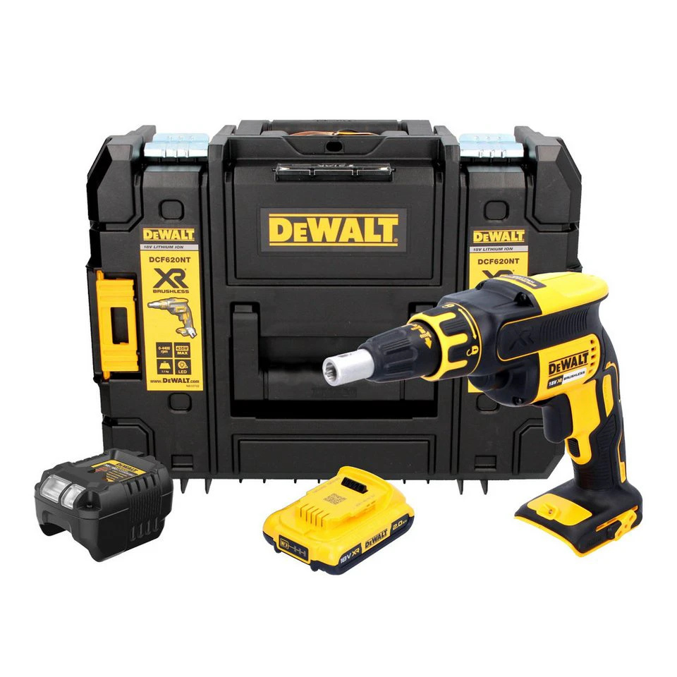 DeWalt Akku-Magazinschrauber DCF 620 Trockenbauschrauber 18 V 30 Nm mit Akku 2 Ah Lader TSTAK