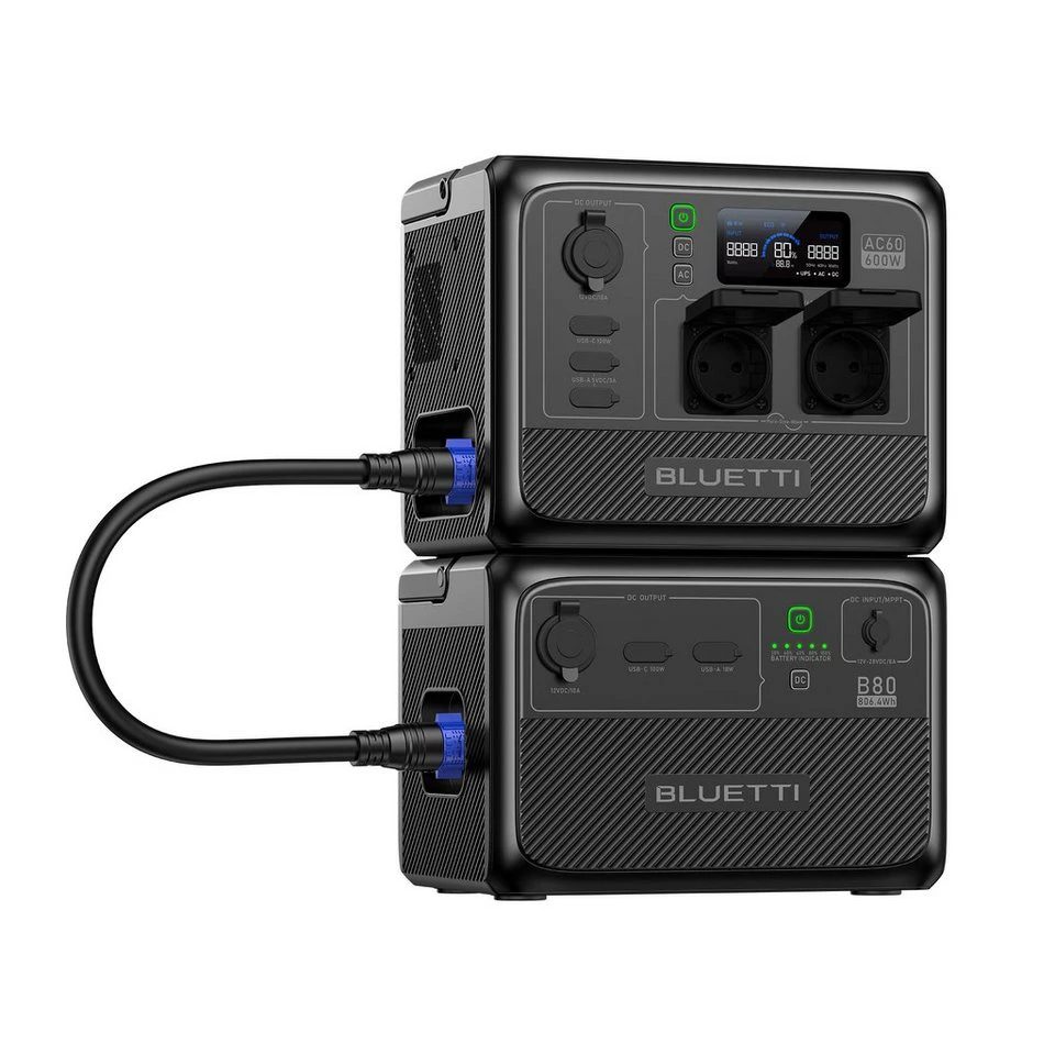 BLUETTI Stromerzeuger AC60 +B80 600W 1209Wh Powerstation IP65 LiFePO4