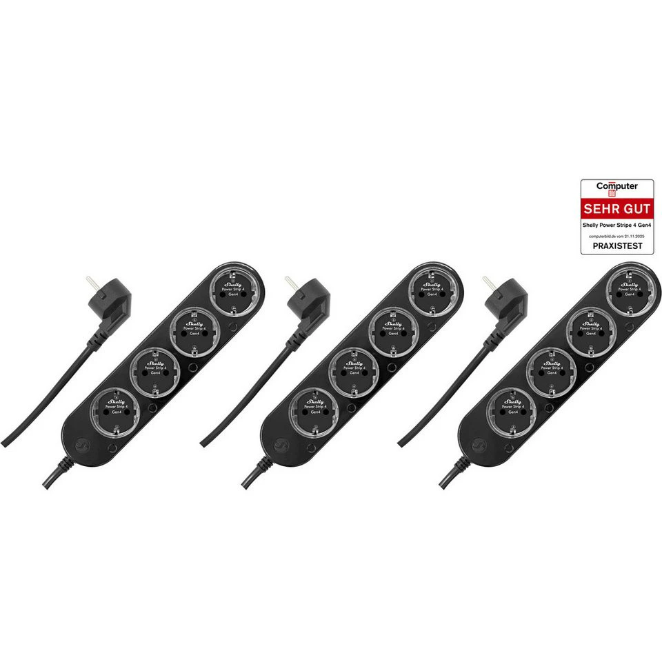 Shelly SHELLY Power Strip 4 Gen4 4-fach Steckdosenleiste schwarz WiFi