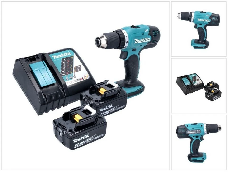Makita Akku-Bohrschrauber DDF 453 18 V 42 Nm 2x 6,0 Ah Akku Ladegerät