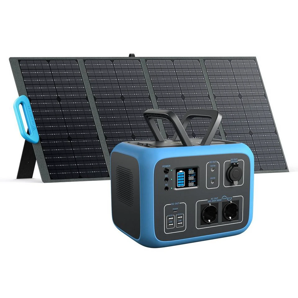 BLUETTI Stromerzeuger AC50S BLUE mit PV120 120W Solarpanel 4-teilig