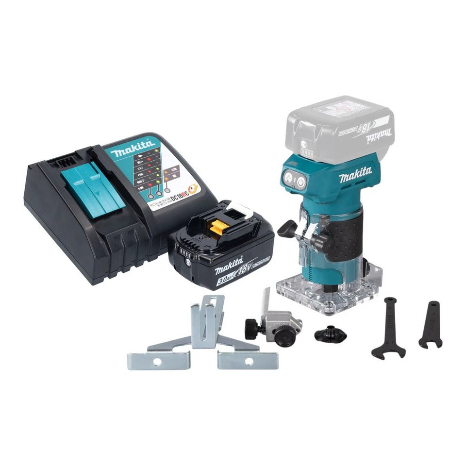 Makita Kantenfräse DRT52 18 V Brushless 6 mm Akku 3,0 Ah Ladegerät