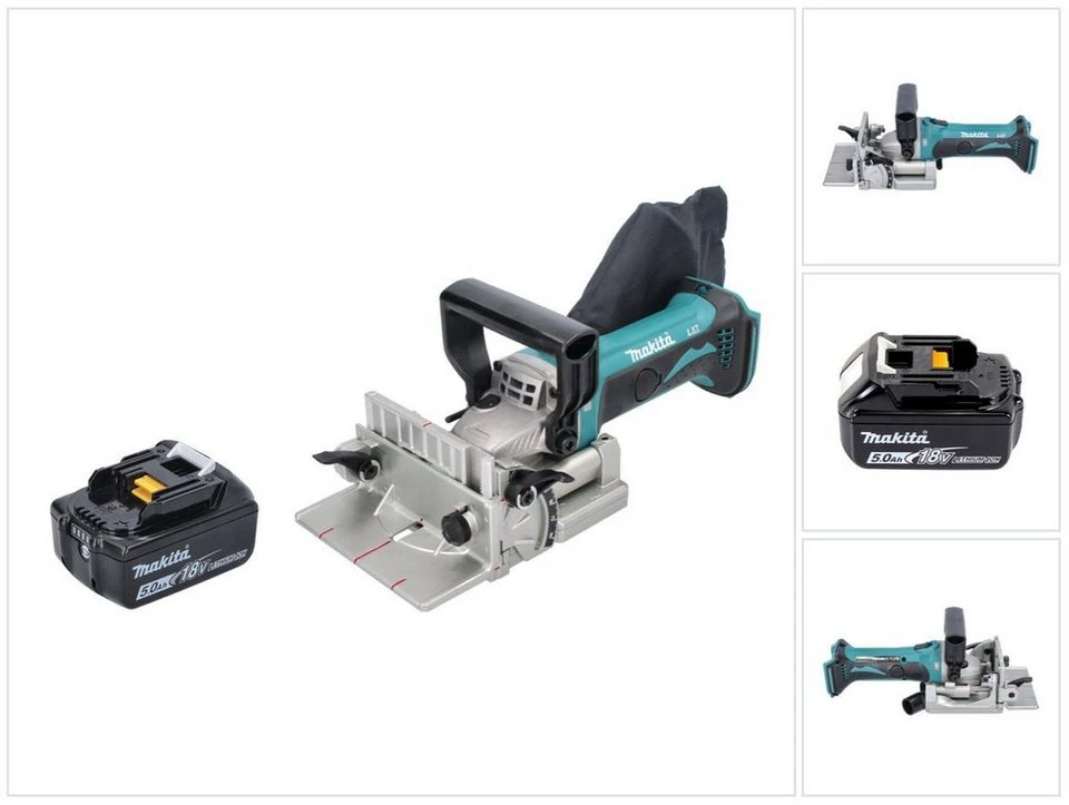 Makita DPJ 180 Akku-Nutfräse 18 V LXT mit 5,0 Ah Akku 100 mm ohne Ladegerät