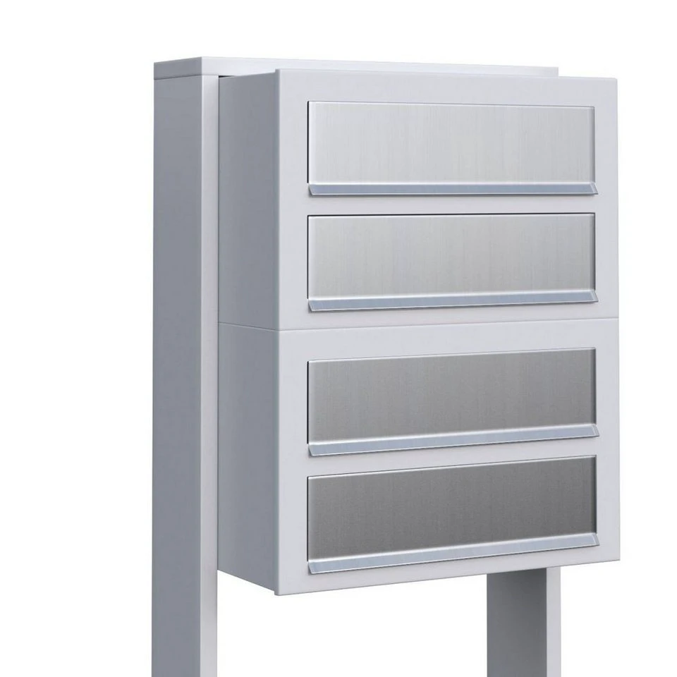 Bravios Briefkastenanlage Cube for Four Weiß mit Edelsta