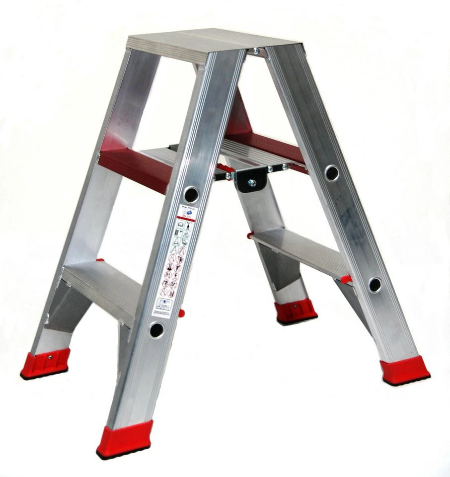 Szagato Doppelleiter 2x3 Stufen Aluminium 86x50x23 cm 150 kg