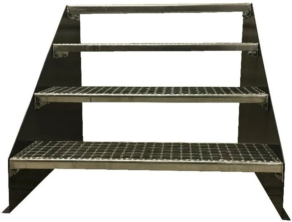 SRM Design Außentreppe 4 Stufen Standtreppe Stahl Schwarz 150 cm 84 cm