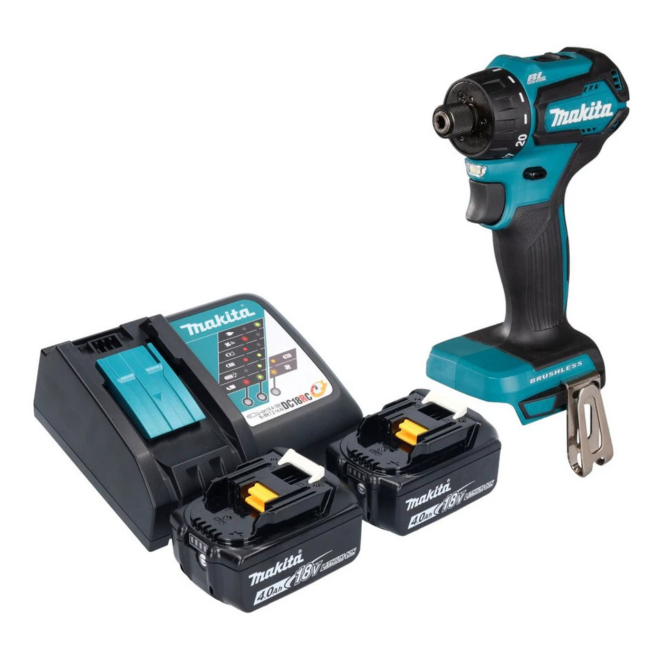 Makita Akku-Bohrschrauber DDF 083 18 V 40 Nm 1/4 Zoll 2x Akku 4,0 Ah Ladegerät