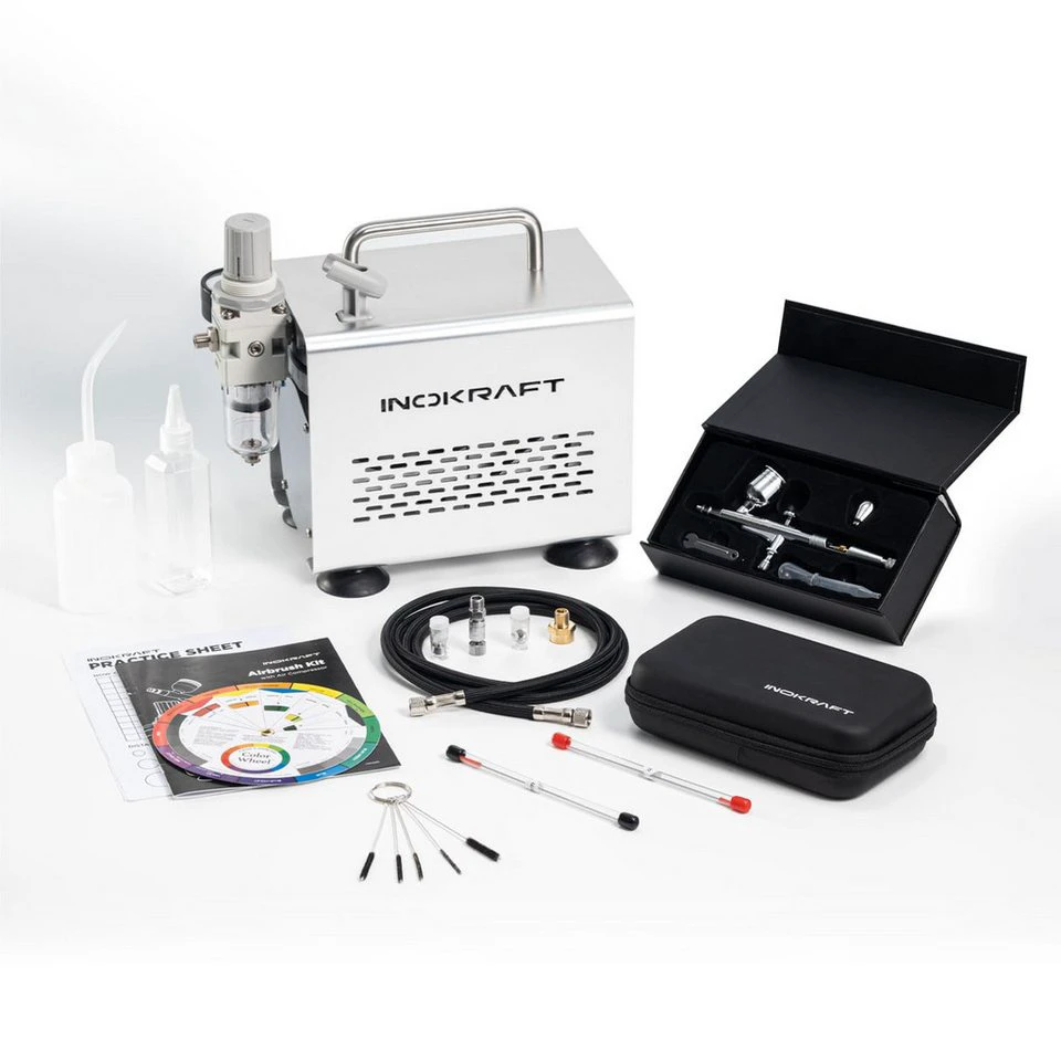 InoKraft Airbrushpistole Airbrush-Set 34 bar 22 l/min 47 dB 3 Düsen