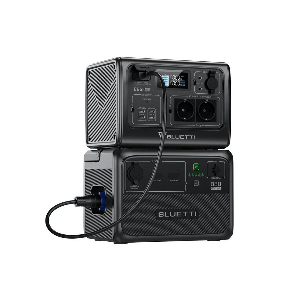 BLUETTI EB55+B80 Solargenerator 700W 1343Wh LiFePO4 Camping Stromausfall