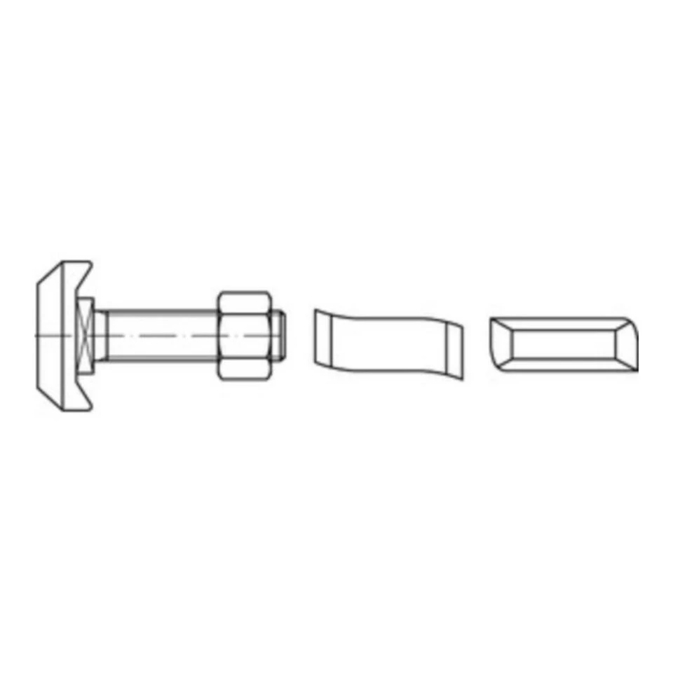 Reyher Hakenkopf-/Halfen-Schrauben mit Sechskantmutter M 12 x 50 A4 / 1.4401 25 Stück