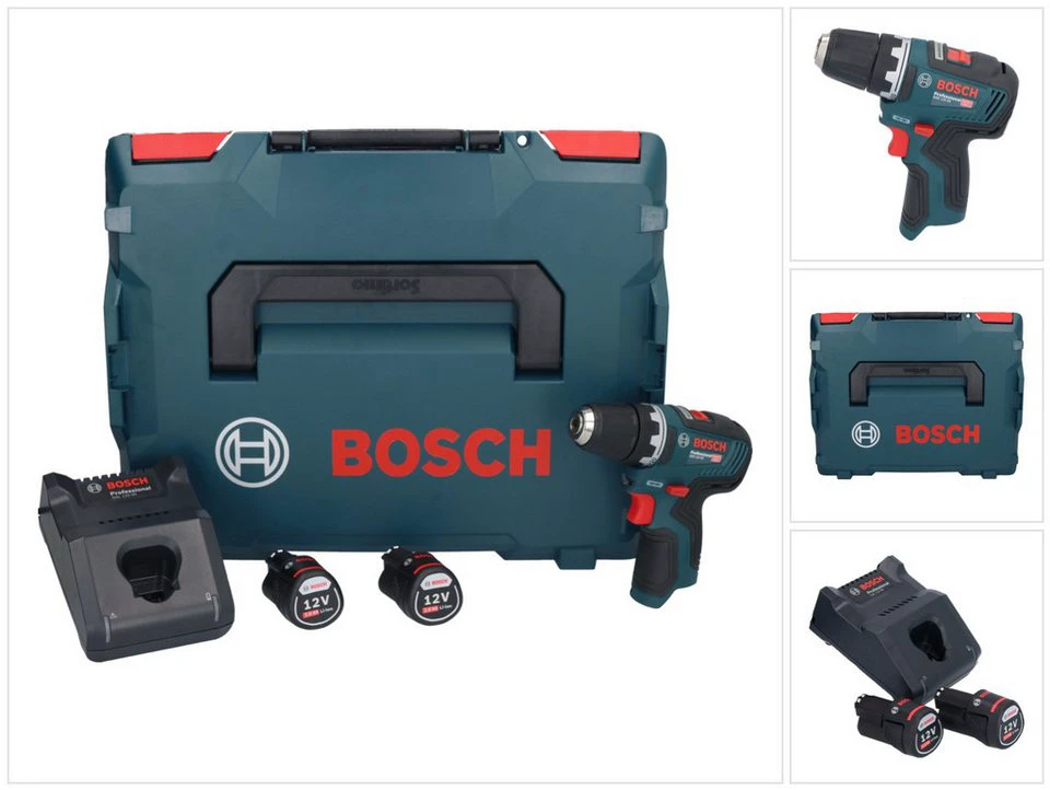 Bosch GSR 12V-35 Professional Akku-Bohrschrauber 12 V 35 Nm Brushless mit 2 Akkus
