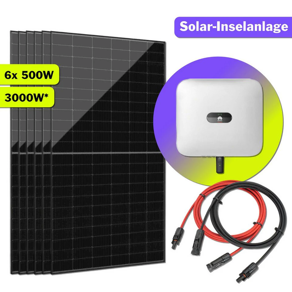 Huawei Solaranlage 3000W Hybridwechselrichter mit 6x Jolywood 500W