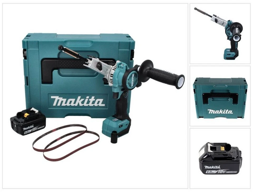Makita DBS 180 Akku Bandfeile 18 V 9 x 533 mm Brushless mit 6,0 Ah Akku