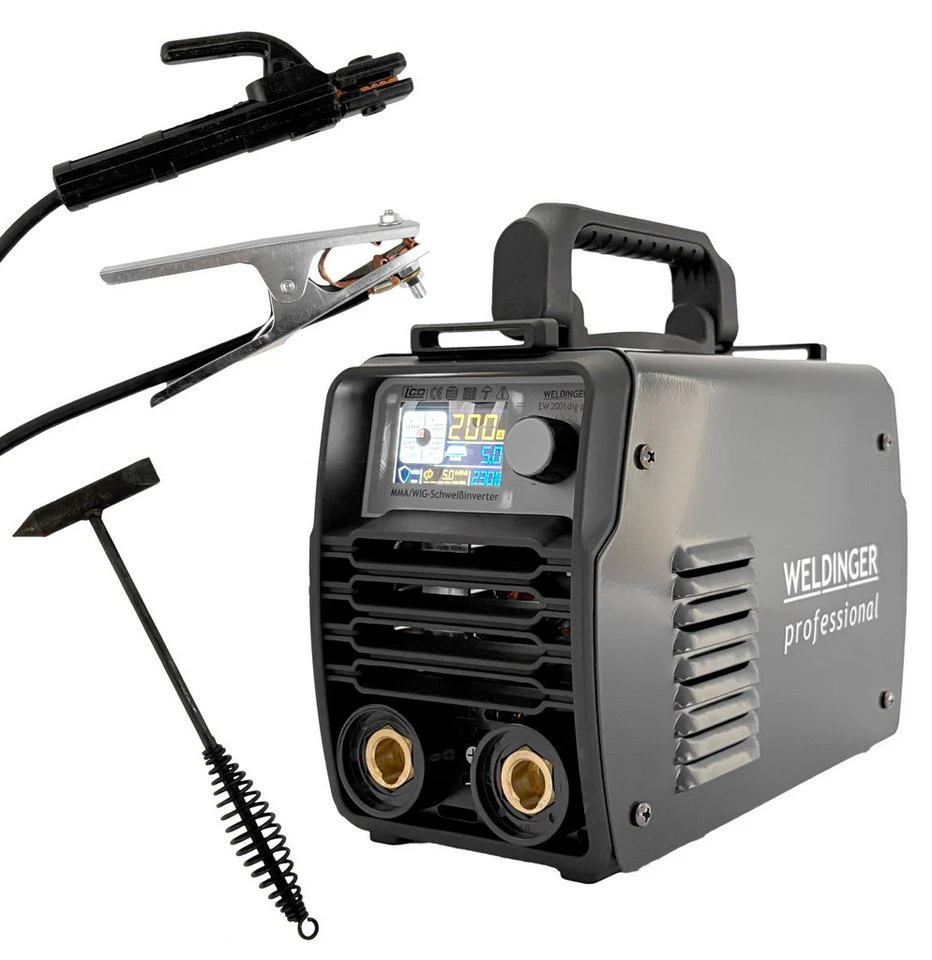 WELDINGER EW 201 dig pro Elektrodenschweißinverter 200 A Digitalsteuerung WIG