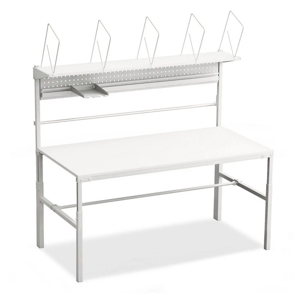 Midori Werkbank Packtisch Arbeitstisch 180 x 90 x 65-90 cm Stahl 300 kg Grau
