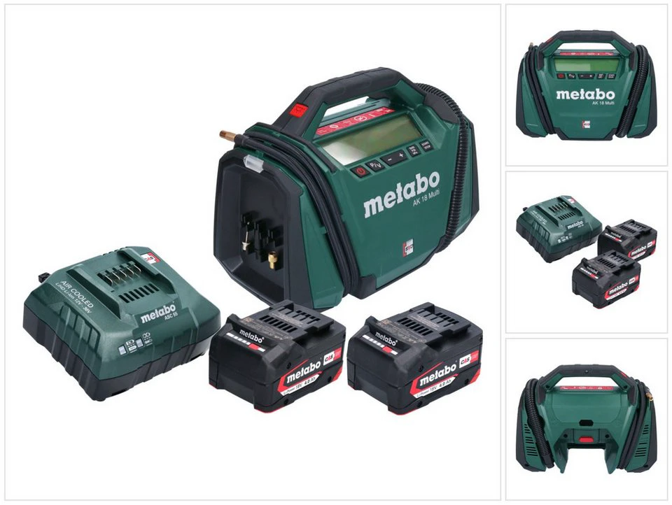 Metabo AK 18 Multi Akku-Handkompressor 18 V 11 bar 2x Akku 4,0 Ah Ladegerät